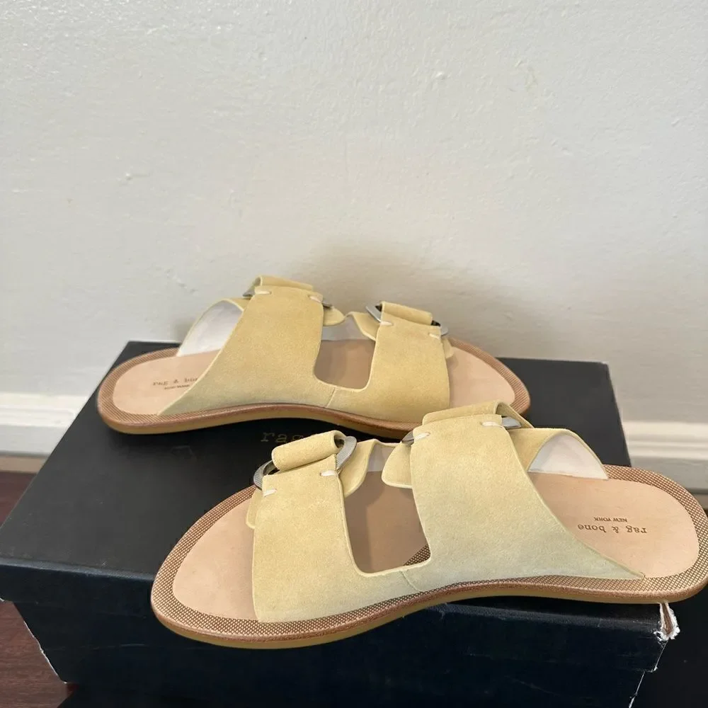 Rag&Bone Women’s strappy suede Leather upper/lining slide sandal Size 6 NIB